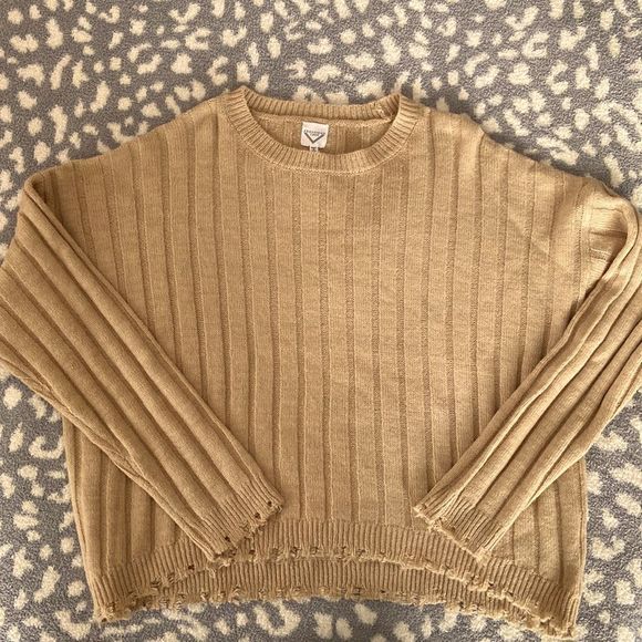 Freshman 1996 tan distressed sweater XL - Picture 2 of 5